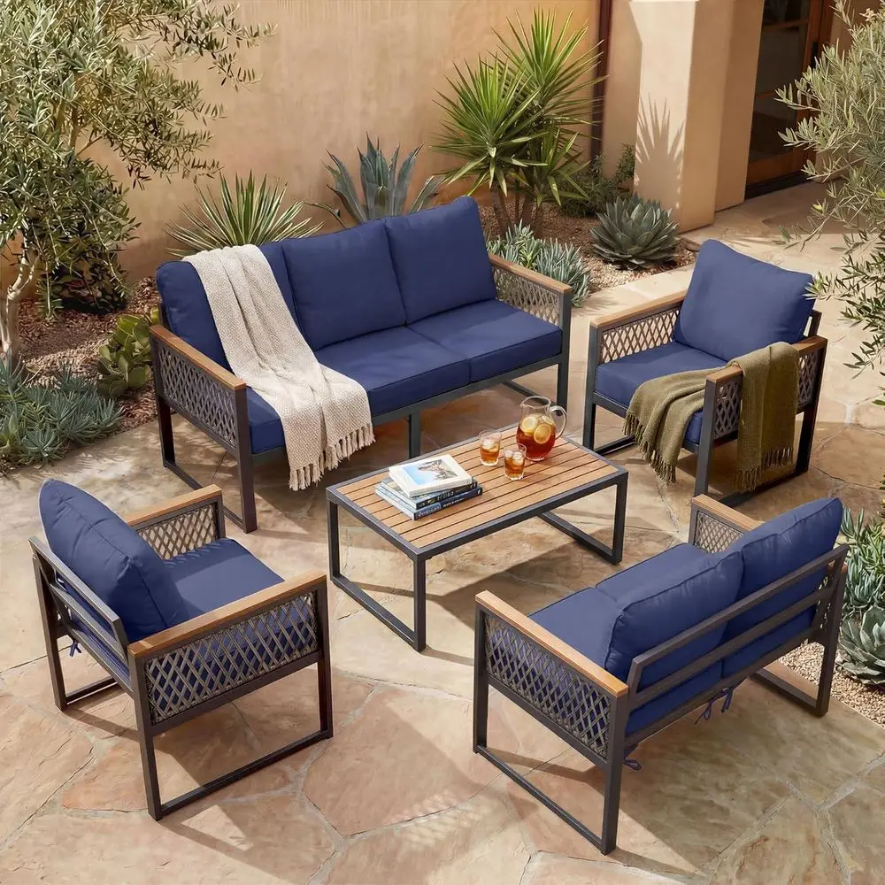 5 Pieces Patio urniture Set, Metal Outdoor Sectional Couch Set with Loveseat & 3-Seat Soa, 2 Chairs, Coee Table, ern Patio Conti
5 Pieces Patio urniture Set, Metal Outdoor Sectional Couch Set with Loveseat & 3-Seat Soa, 2 Chairs, Coee Table, ern Patio Conti