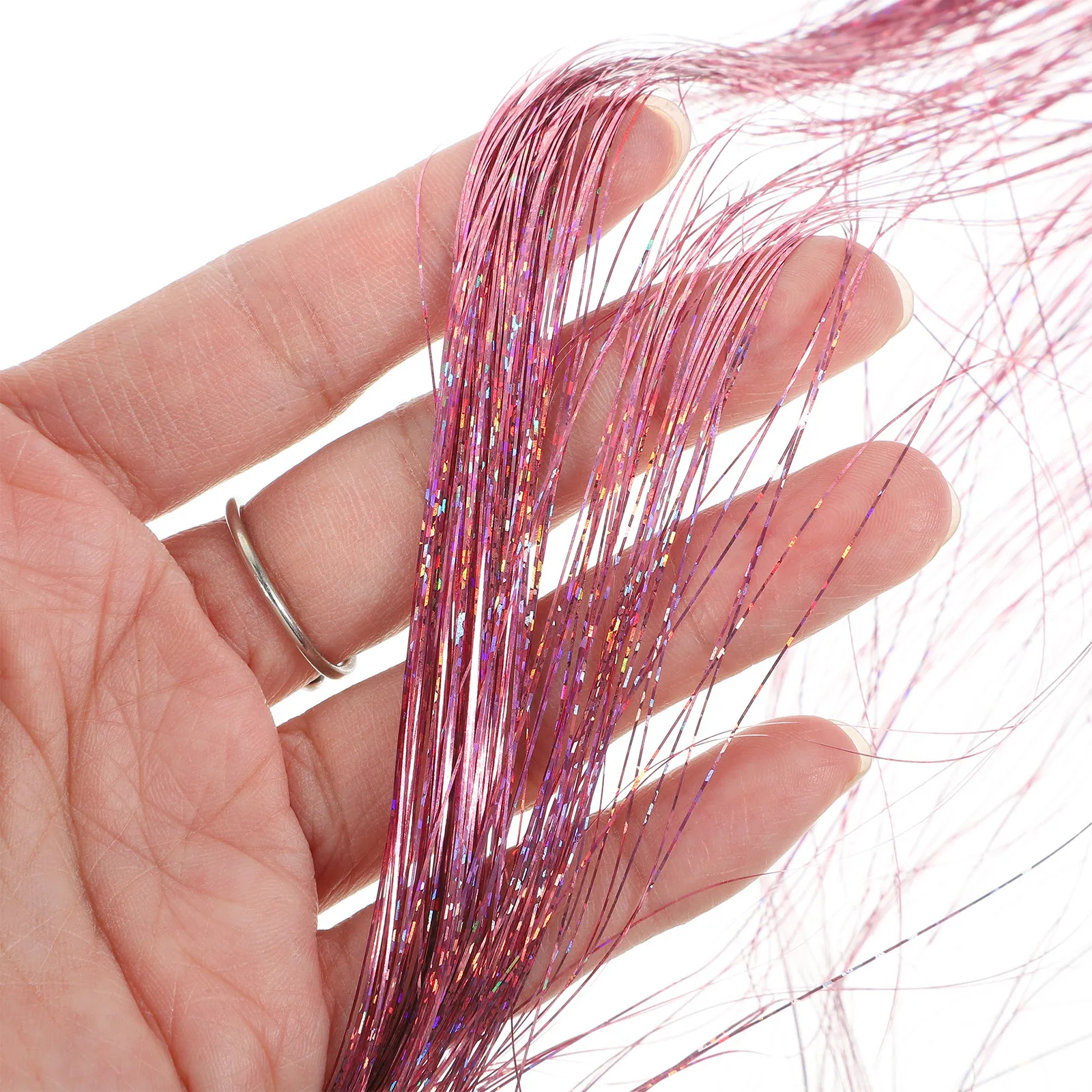 Набор из 6 разноцветных шелковых прядей для волос с блестками: мгновенно придают объем и блеск, идеально подходят для повседневного использования и вечеринок
Набор из 6 разноцветных шелковых прядей для волос с блестками: мгновенно придают объем и блеск, идеально подходят для повседневного использования и вечеринок