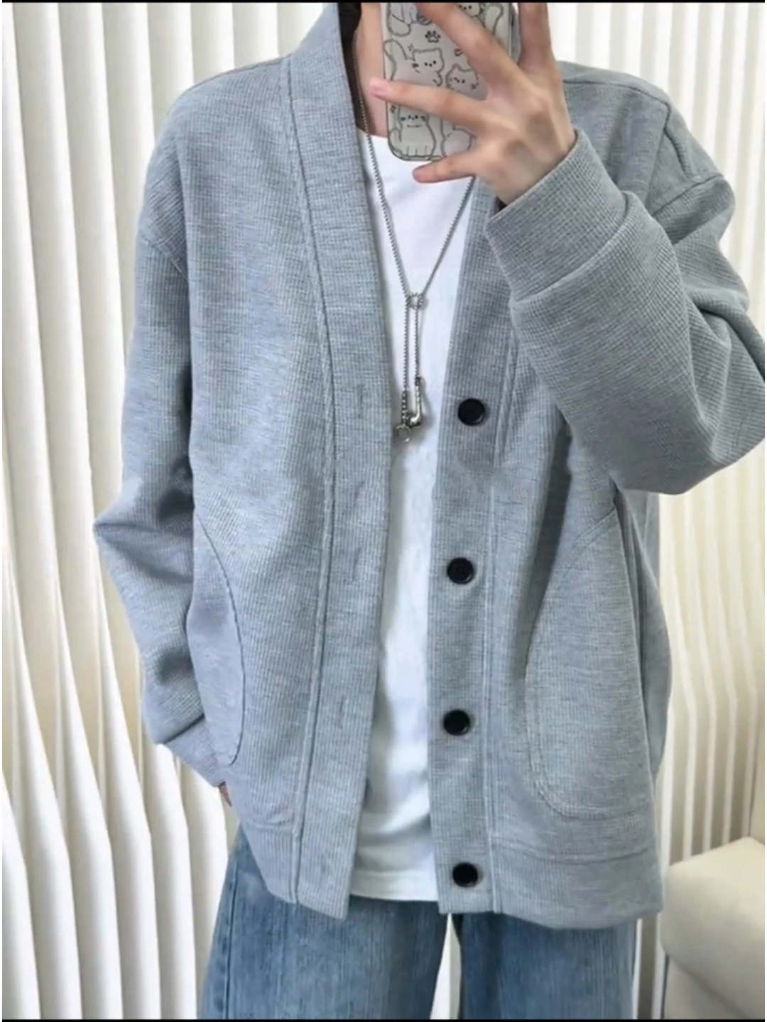 Мужской вязаный кардиган с V-образным вырезом, осенний, с вафельным узором, на пуговицах, в стиле Cleanfit, свободный крой, с длинными рукавами, стандартный размер
Мужской вязаный кардиган с V-образным вырезом, осенний, с вафельным узором, на пуговицах, в стиле Cleanfit, свободный крой, с длинными рукавами, стандартный размер