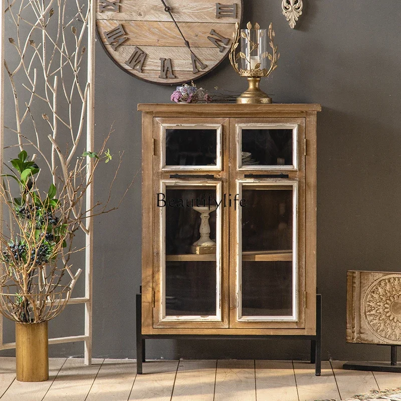 3American retro old dining side cabinet solid wood porch sofa living room wall decoration glass door storage locker
3American retro old dining side cabinet solid wood porch sofa living room wall decoration glass door storage locker