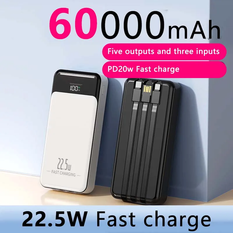 Xiaomi 60000mah 4-in-1 charging cable Power Bank 22.5w Portable ultra-large capacity Power Bank For Iphone Samsung Huawei Fast C
Xiaomi 60000mah 4-in-1 charging cable Power Bank 22.5w Portable ultra-large capacity Power Bank For Iphone Samsung Huawei Fast C