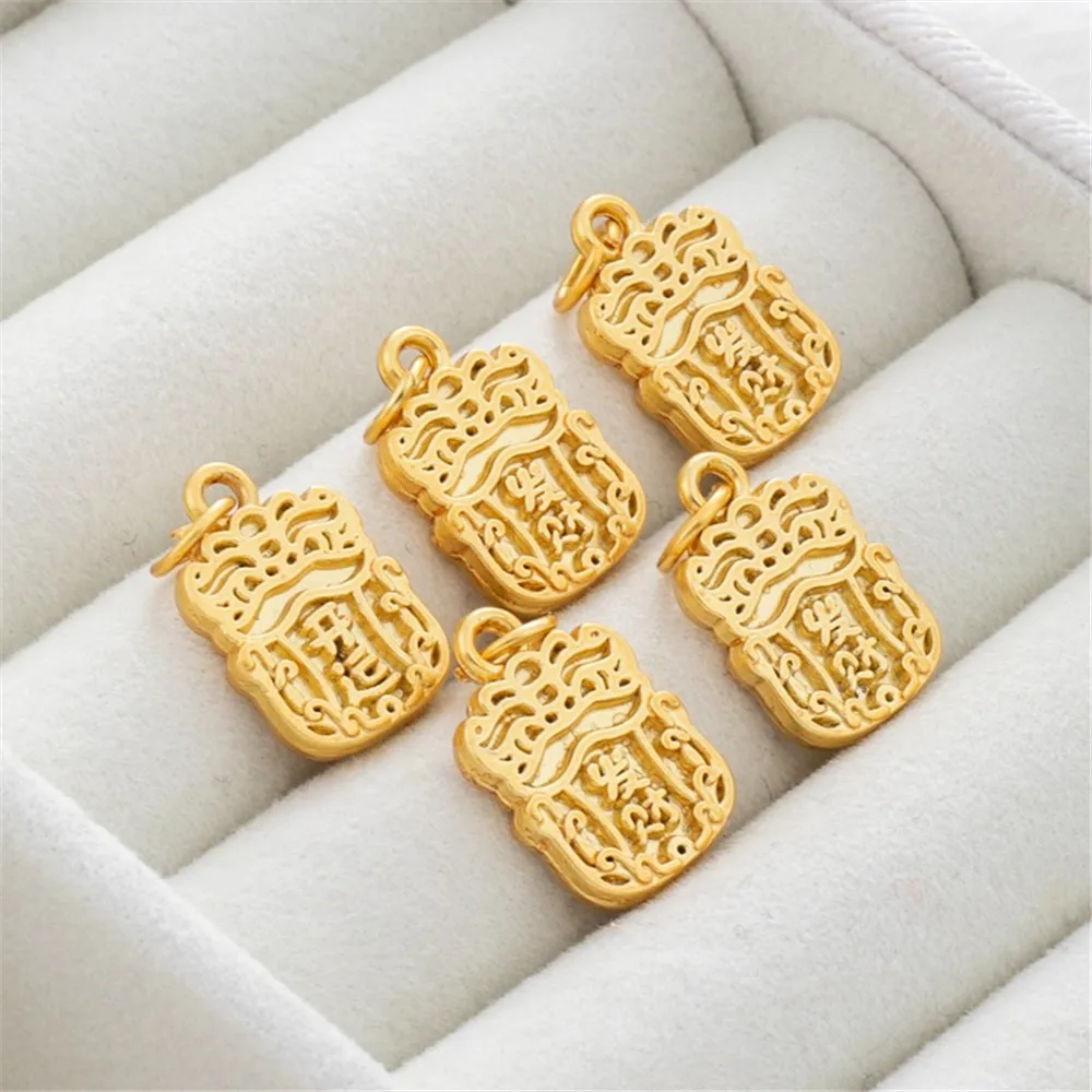 18K Gold Matte Retro Lucky Fortune Square Pendant, DIY Bracelet, Necklace, Earrings Tag Accessories
18K Gold Matte Retro Lucky Fortune Square Pendant, DIY Bracelet, Necklace, Earrings Tag Accessories