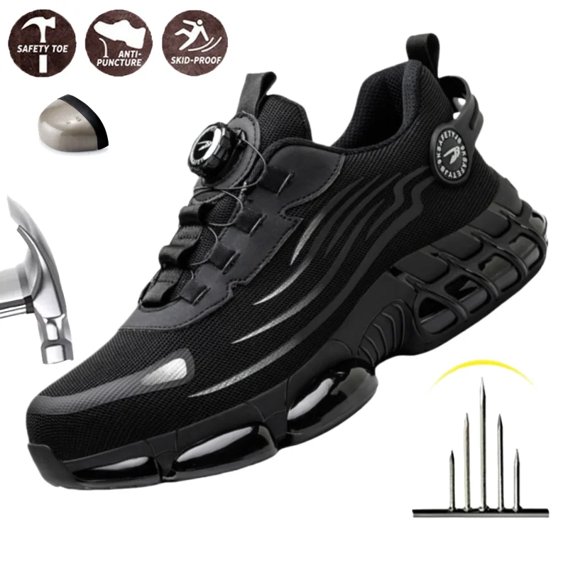 Rotating Button Breathable Protective Shoes Steel Toe Safety Shoes Men, Anti-Puncture Anti-Smash Non Slip Industrial Work Boots
Rotating Button Breathable Protective Shoes Steel Toe Safety Shoes Men, Anti-Puncture Anti-Smash Non Slip Industrial Work Boots