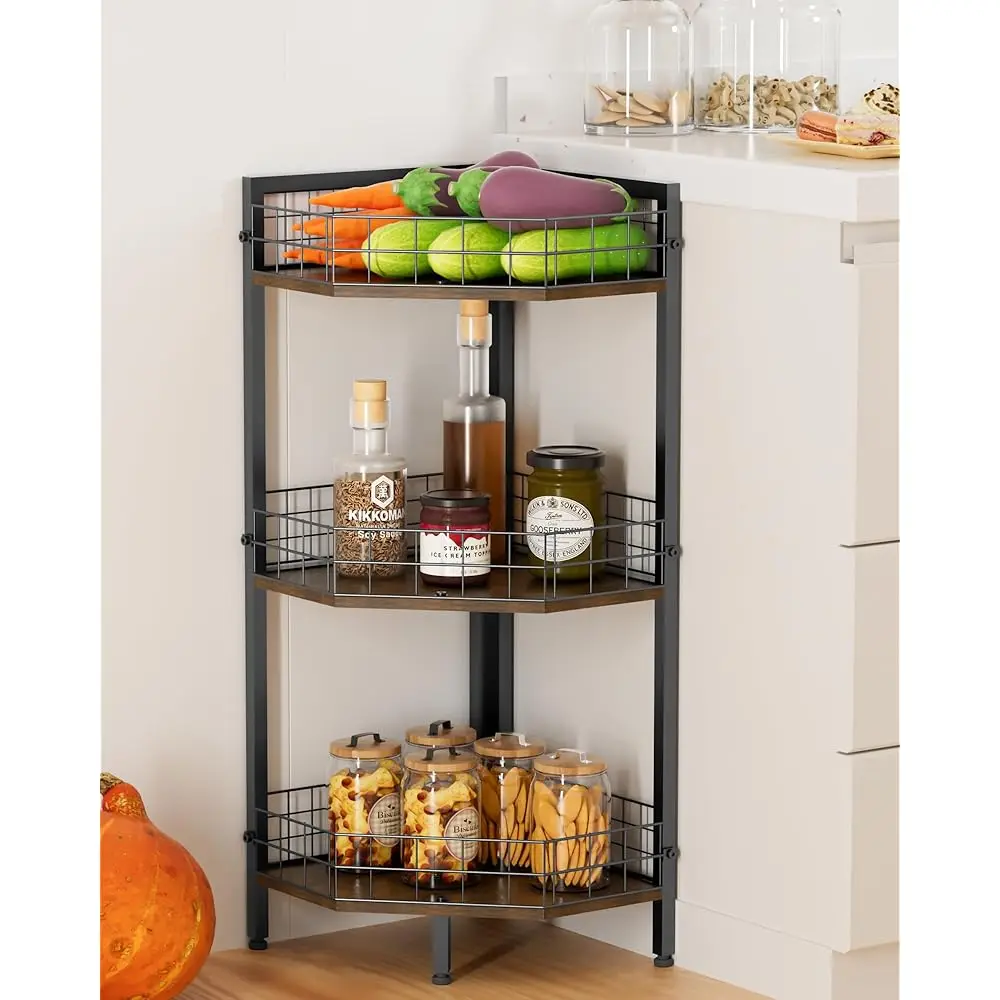 3 Tier Corner Shelf Stand For Kitchen, 31"" Tall Rustic Corner Storage Organizer With Metal Frame, Freestanding Corner
3 Tier Corner Shelf Stand For Kitchen, 31"" Tall Rustic Corner Storage Organizer With Metal Frame, Freestanding Corner