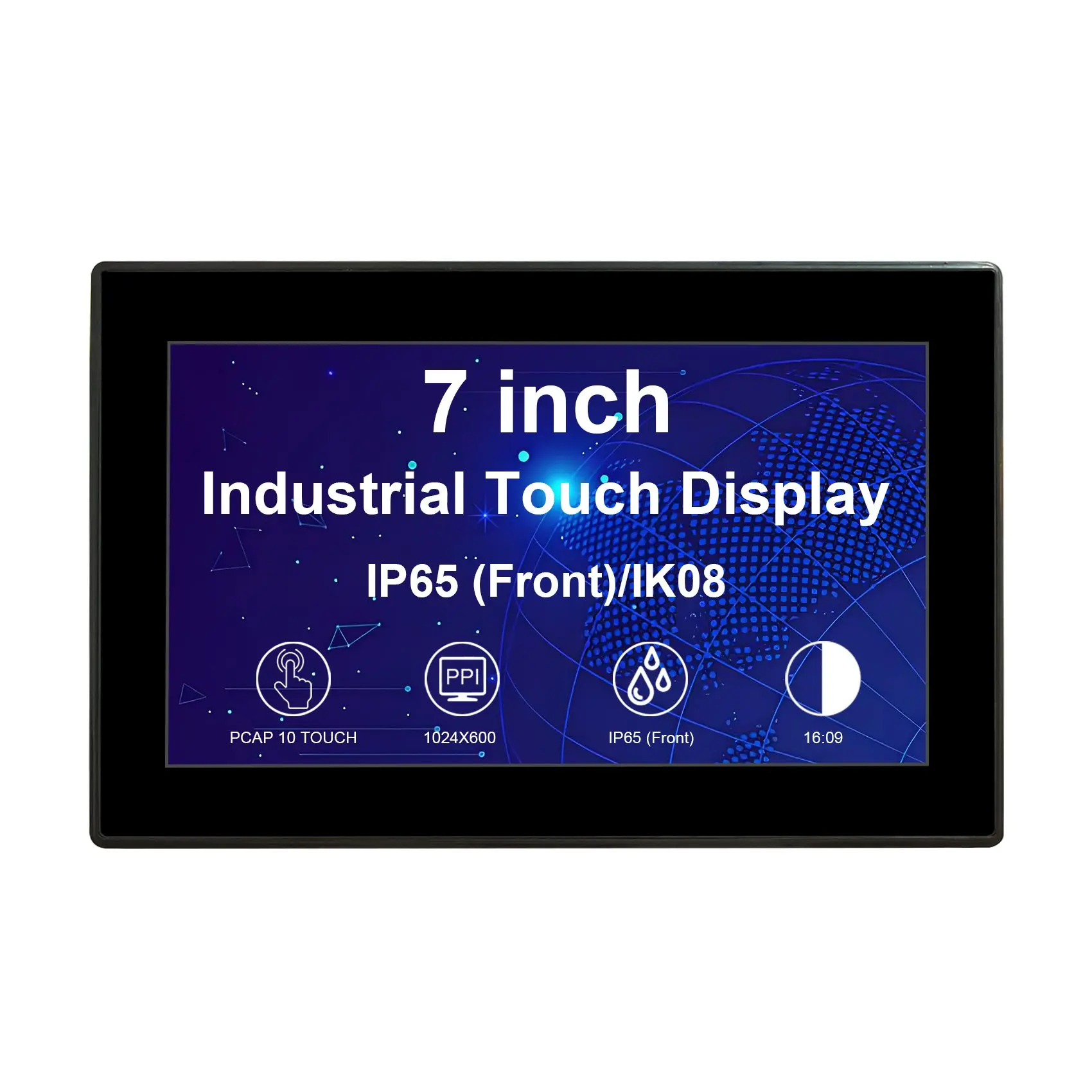 7inch 1024x600 IPS LCD 10Point Touch Industrial Display,IP65 Monitor
7inch 1024x600 IPS LCD 10Point Touch Industrial Display,IP65 Monitor