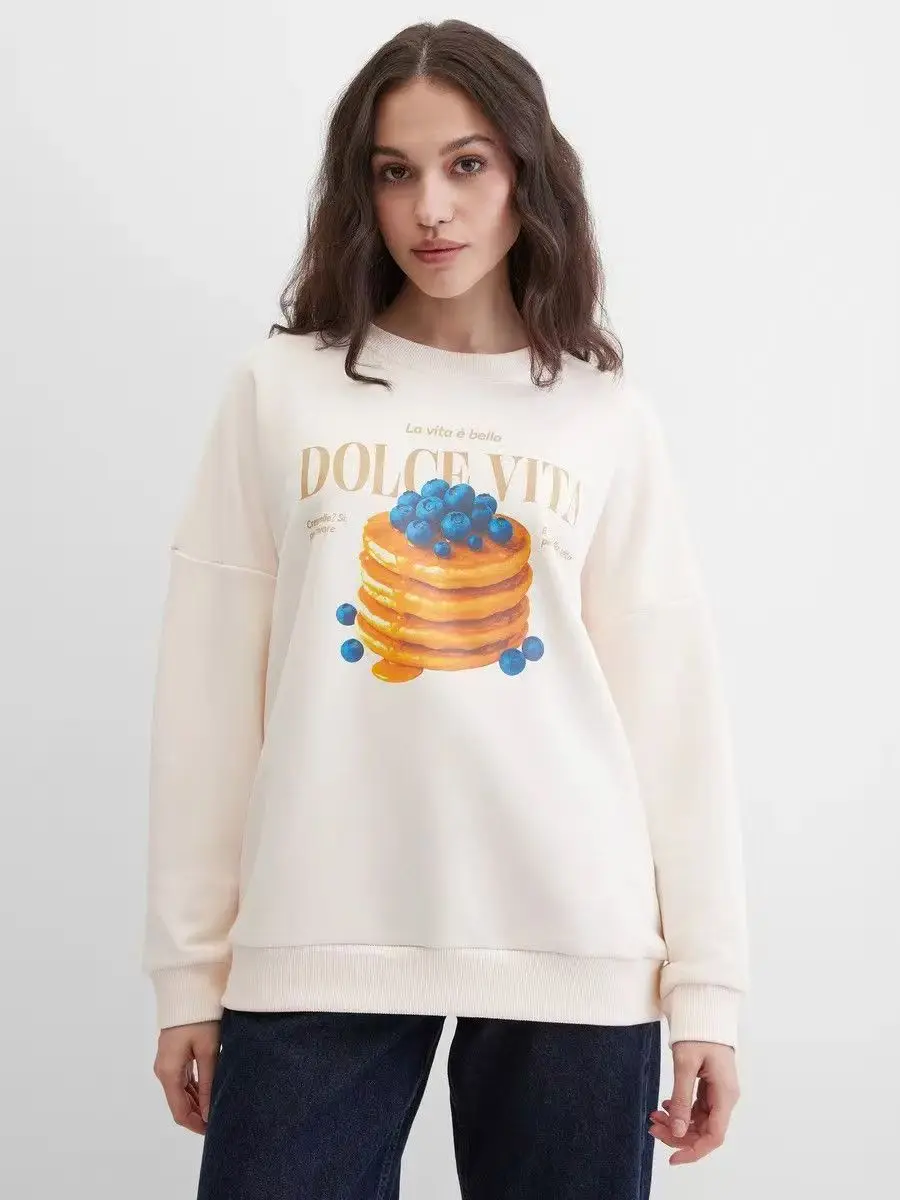 Italian Pancake Sweet Life Pattern Print White Casual Sweatshirt Women's Pullovers Long Sleeve Streetwear Ladies Hoodies Spring
Italian Pancake Sweet Life Pattern Print White Casual Sweatshirt Women's Pullovers Long Sleeve Streetwear Ladies Hoodies Spring