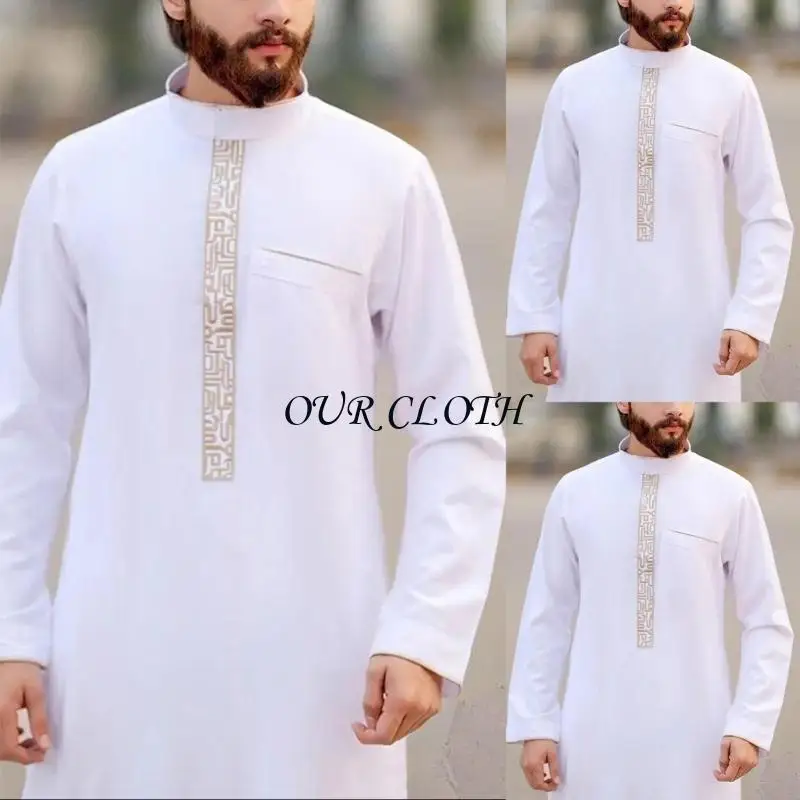 Мужской кафтан с длинным рукавом, арабский халат, мусульманский халат с воротником-стойкой, арабский халат с круглым вырезом,
Мужской кафтан с длинным рукавом, арабский халат, мусульманский халат с воротником-стойкой, арабский халат с круглым вырезом,