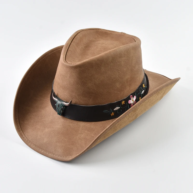 100% Leather Mens Western Cowboy Hat Vintage Wide Brim Gentleman Cowgirl Jazz Hats Sombrero Hombre
100% Leather Mens Western Cowboy Hat Vintage Wide Brim Gentleman Cowgirl Jazz Hats Sombrero Hombre