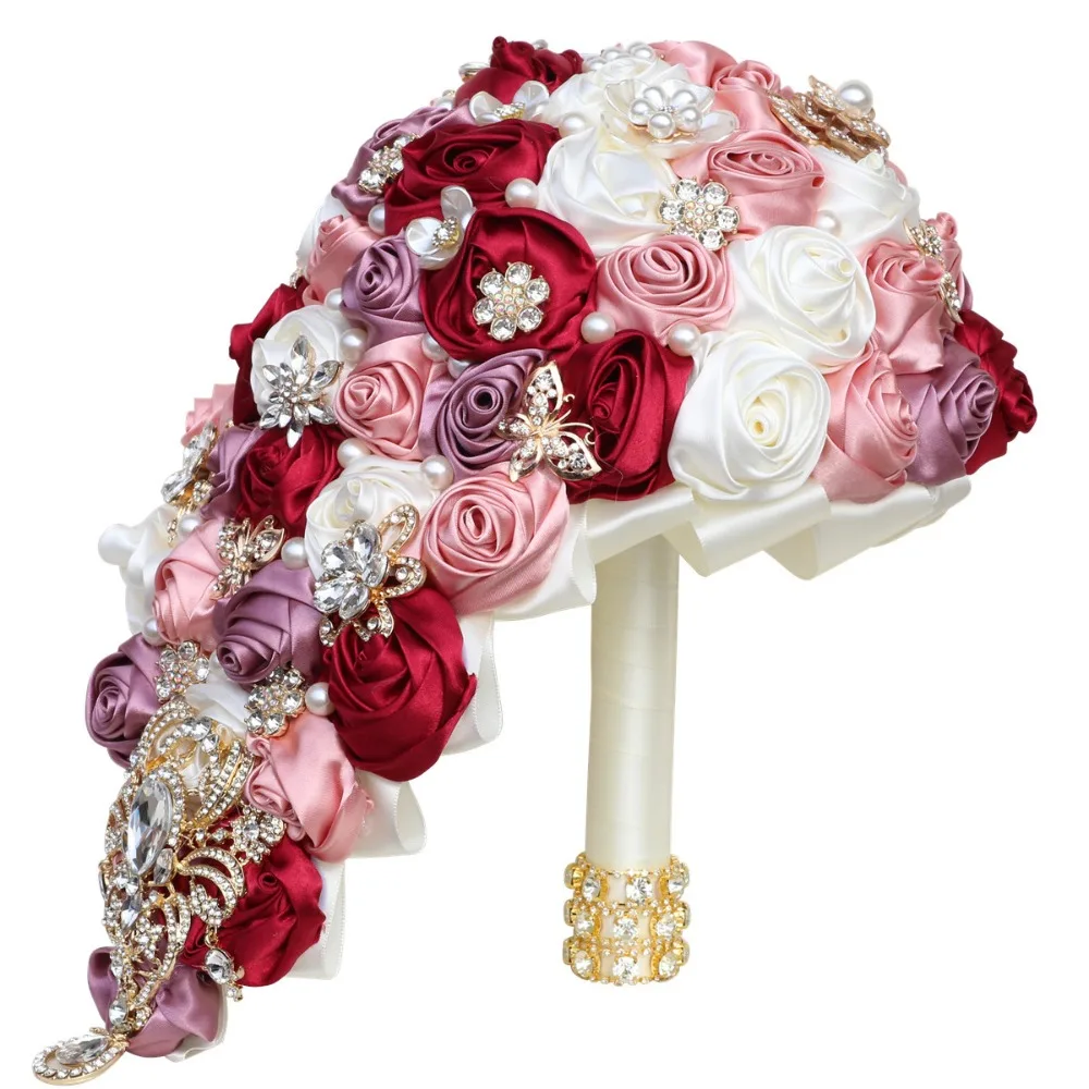 Artificial Rose Bridal Bouquet Waterfall Design Golden Satin Ribbon Hand Flower for Wedding Ceremony Anniversary Party Supplies
Artificial Rose Bridal Bouquet Waterfall Design Golden Satin Ribbon Hand Flower for Wedding Ceremony Anniversary Party Supplies