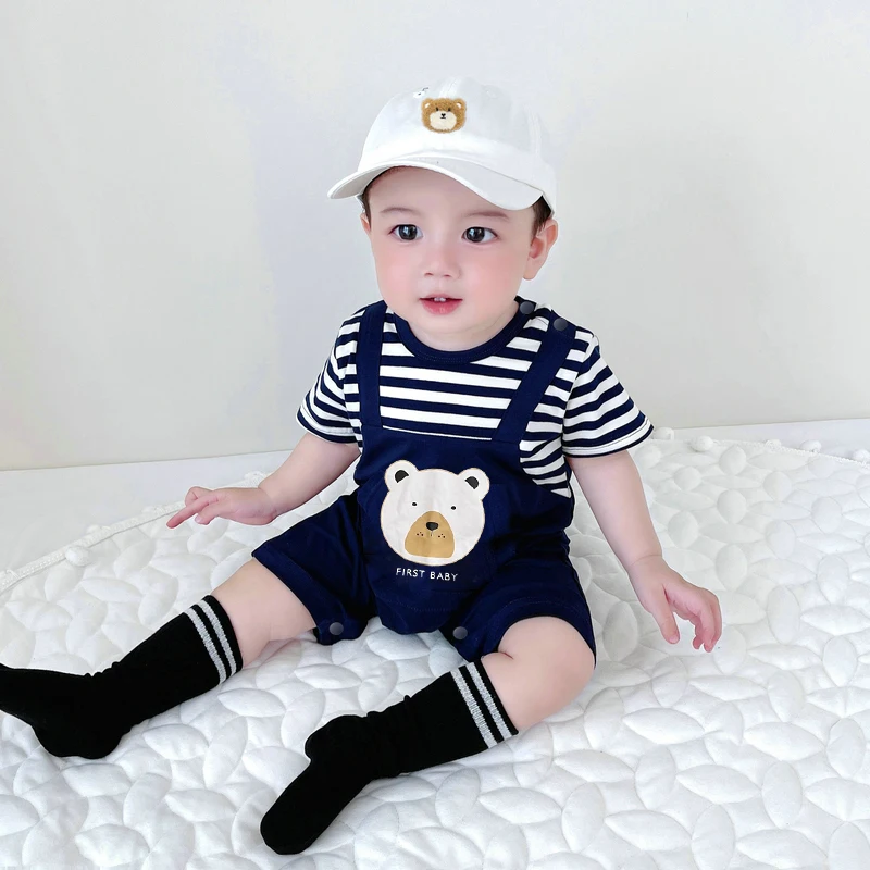 Baby Short Romper 2024 Summer New Round Neck Striped Fake Suspender Casual Cute Pure Cotton Short Sleeve Harness
Baby Short Romper 2024 Summer New Round Neck Striped Fake Suspender Casual Cute Pure Cotton Short Sleeve Harness