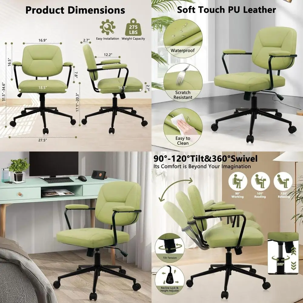 Эргономичный офисный стул в стиле Mid-Century Modern с регулируемой высотой, вращение на 360° ° Поворотное кресло с подлокотниками и спинкой для домашнего офиса, цвет авокадо
Эргономичный офисный стул в стиле Mid-Century Modern с регулируемой высотой, вращение на 360° ° Поворотное кресло с подлокотниками и спинкой для домашнего офиса, цвет авокадо