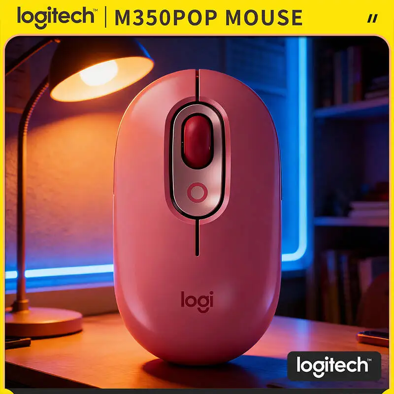 Logitech M350 POP Wireless Mouse - Slim Portable, Quiet Operation, High-Precision Tracking, Compatible with iPadOS Linux