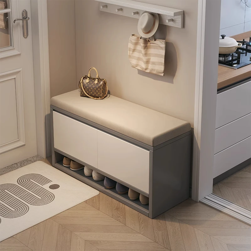 Shoe changing stool sat at the entrance of the household, shoe cabinet, integrated shoe rack, light luxury and high-end feeling
Shoe changing stool sat at the entrance of the household, shoe cabinet, integrated shoe rack, light luxury and high-end feeling