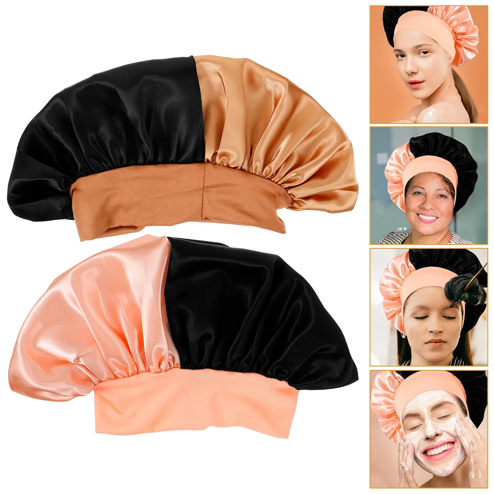 2Pcs Colorblock Elastic Sleeping Hat Adjustable Wide Brim Beanie Bonnet for Chemotherapy Hair Protection Curly Hair Satin Bonnet
2Pcs Colorblock Elastic Sleeping Hat Adjustable Wide Brim Beanie Bonnet for Chemotherapy Hair Protection Curly Hair Satin Bonnet