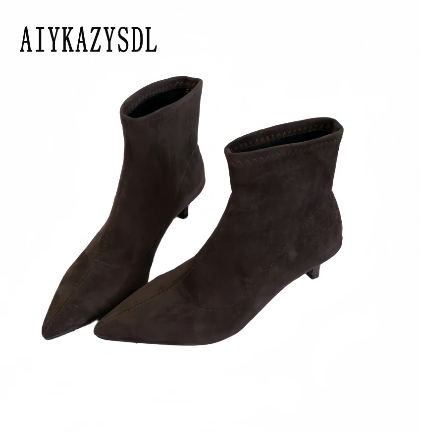 AIYKAZYSDL/2022, осенне-зимние женские ботильоны с острым носком, туфли на низком каблуке «котенок», однотонные базовые туфли из флока, офисная женская обувь 
AIYKAZYSDL/2022, осенне-зимние женские ботильоны с острым носком, туфли на низком каблуке «котенок», однотонные базовые туфли из флока, офисная женская обувь