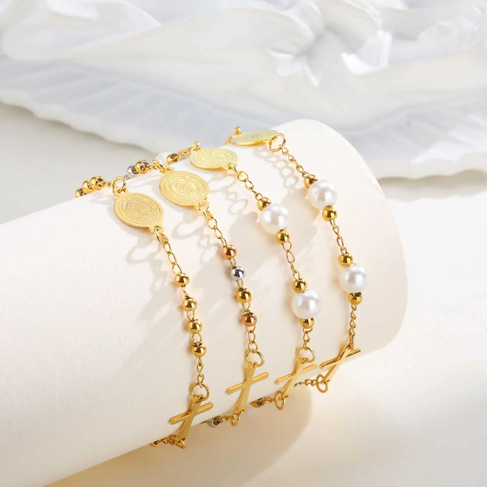 Holy Stainless Steel Cross Benedict Virgin Bracelet,Women's Gold Plated Beaded Chain Bracelets,Trendy Jewelry Gifts
Holy Stainless Steel Cross Benedict Virgin Bracelet,Women's Gold Plated Beaded Chain Bracelets,Trendy Jewelry Gifts