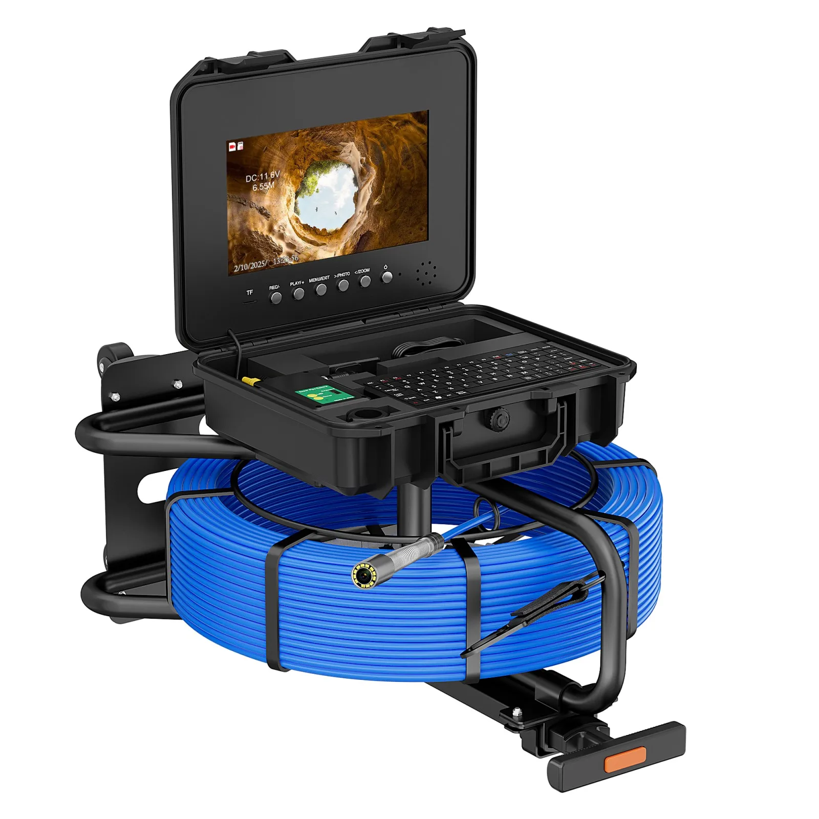 10" DVR 30M Pipe Inspection Camera with Keyboard Trolley Pull Rod Sewer Pipeline Endoscope 512HZ Self-leveling Meter Counter
10" DVR 30M Pipe Inspection Camera with Keyboard Trolley Pull Rod Sewer Pipeline Endoscope 512HZ Self-leveling Meter Counter