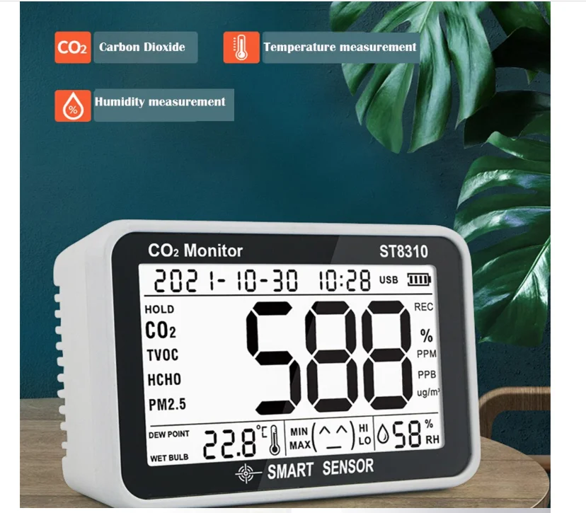 Carbon Dioxide Detector Indoor Environment Tester CO2 Gas Monitor Recorder ST8310
Carbon Dioxide Detector Indoor Environment Tester CO2 Gas Monitor Recorder ST8310