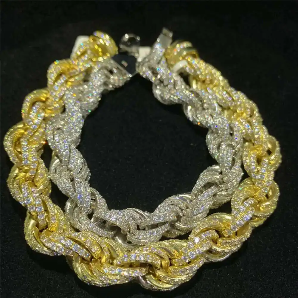 5mm 7mm 9mm 11mm 925 Sterling Silver Rope Chain with Diamond Iced Out Moissanite Vvs Rope Chain Necklace Hip Hop Cuban Bracelet
5mm 7mm 9mm 11mm 925 Sterling Silver Rope Chain with Diamond Iced Out Moissanite Vvs Rope Chain Necklace Hip Hop Cuban Bracelet