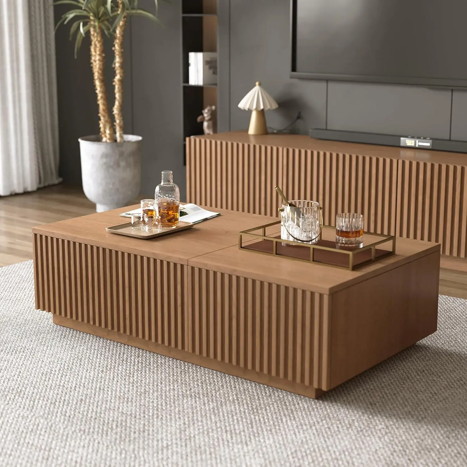 Mid-Century Lift Top Coffee Table Hidden Storage Drawers Large Rectangular Wood Living Room 51in Walnut, Customized
Mid-Century Lift Top Coffee Table Hidden Storage Drawers Large Rectangular Wood Living Room 51in Walnut, Customized