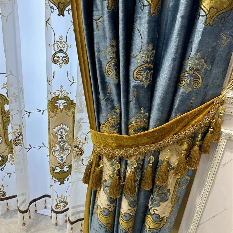 European Style Custom Curtains for Living Dining Room Bedroom Blue Velvet Embroidery Blackout Villa Luxury Valance Window
European Style Custom Curtains for Living Dining Room Bedroom Blue Velvet Embroidery Blackout Villa Luxury Valance Window