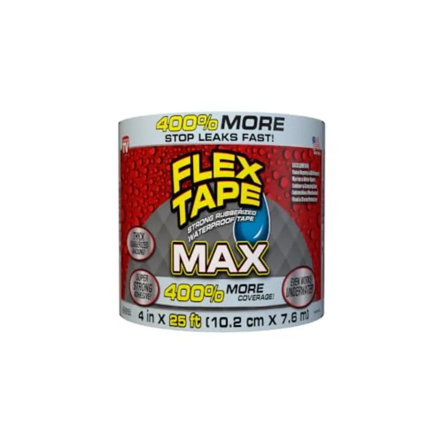 MAX Original Thick Flexible Rubberized Waterproof Tape - Seal and Patch Leaks Works Underwater Indoor Outdoor - Home RV Roof an
MAX Original Thick Flexible Rubberized Waterproof Tape - Seal and Patch Leaks Works Underwater Indoor Outdoor - Home RV Roof an