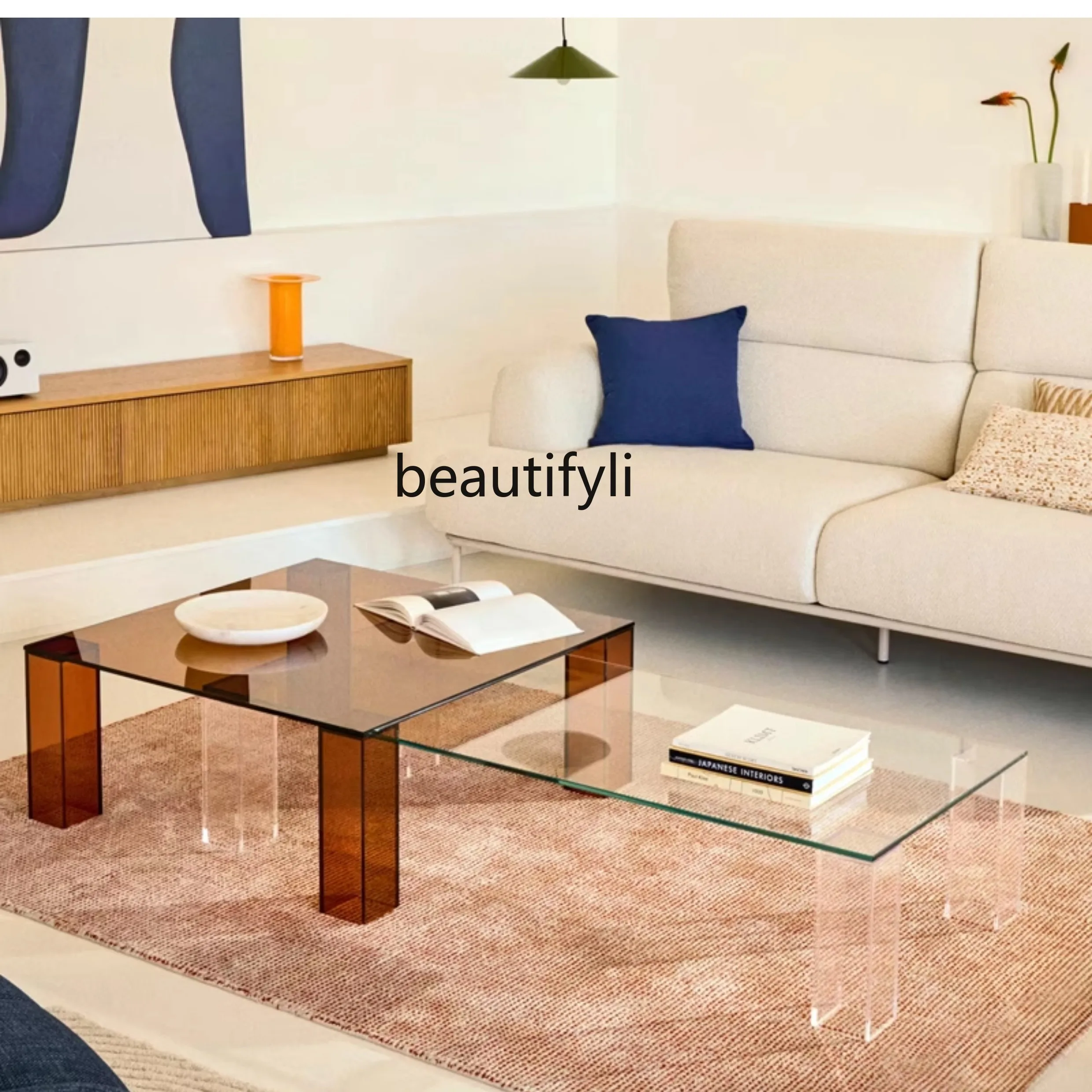 Italian transparent tempered glass coffee table living room household rectangular sofa tea table edge table
Italian transparent tempered glass coffee table living room household rectangular sofa tea table edge table