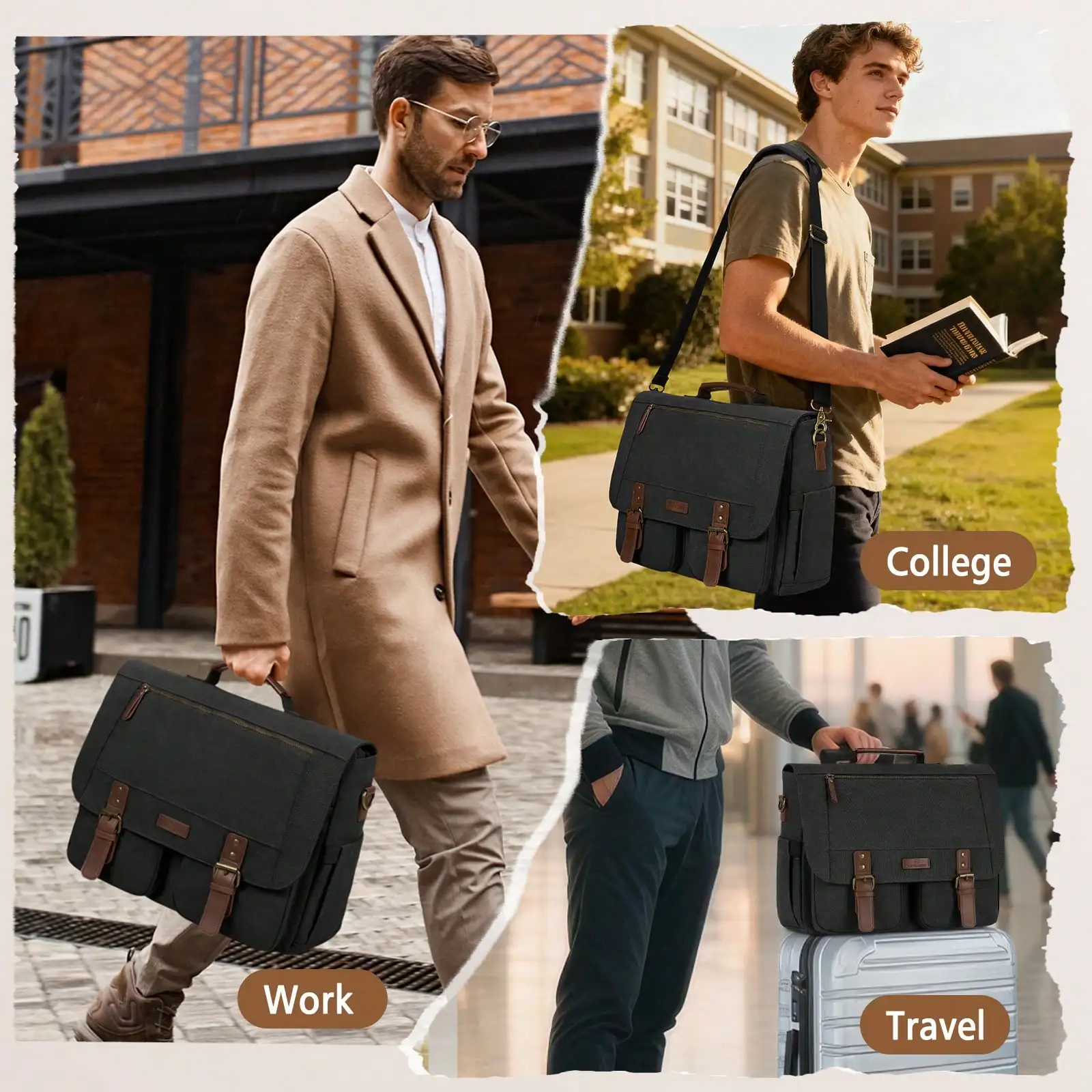 Vintage Men's Messenger Bag, 15.6 Inch Water-Resistant Canvas Laptop Briefcase, Large Capacity Computer Satchel For Work, College & Travel
Vintage Men's Messenger Bag, 15.6 Inch Water-Resistant Canvas Laptop Briefcase, Large Capacity Computer Satchel For Work, College & Travel