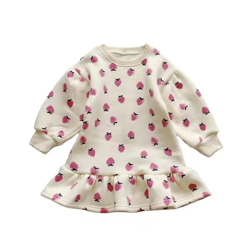 Baby Girls Plush Velvet Dress 2022 Winter New Korean Fashion Toddler Girl Strawberry Dot Print Warm Tops Dress For Kids 2-7T
Baby Girls Plush Velvet Dress 2022 Winter New Korean Fashion Toddler Girl Strawberry Dot Print Warm Tops Dress For Kids 2-7T