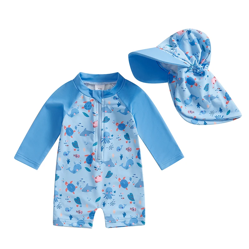 Toddler Rash Guard Swimsuits with Hat 2 Pcs Set Crab Lobster Whale Pattern Zip Up Long Sleeve Crew Neck Baby Swimwears 
Toddler Rash Guard Swimsuits with Hat 2 Pcs Set Crab Lobster Whale Pattern Zip Up Long Sleeve Crew Neck Baby Swimwears