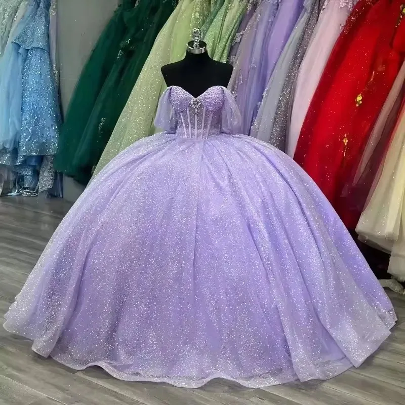 Лавандовое бальное платье Quinceanera, платья Vestidos De 15, блестящий тюль длиной до пола, вечерние платья принцессы по индивидуальному заказу
Лавандовое бальное платье Quinceanera, платья Vestidos De 15, блестящий тюль длиной до пола, вечерние платья принцессы по индивидуальному заказу