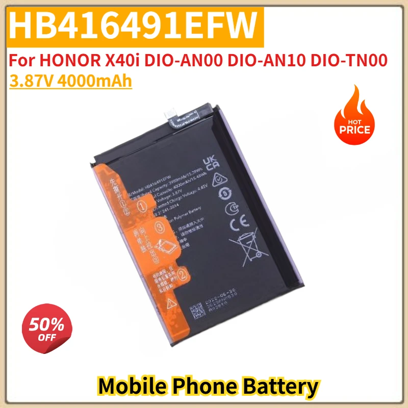 HB416491EFW High Quality Phone Battery 3.87V 4000mAh For HONOR X40i DIO-AN00 DIO-AN10 DIO-TN00 Brand New Replacement Battery
HB416491EFW High Quality Phone Battery 3.87V 4000mAh For HONOR X40i DIO-AN00 DIO-AN10 DIO-TN00 Brand New Replacement Battery