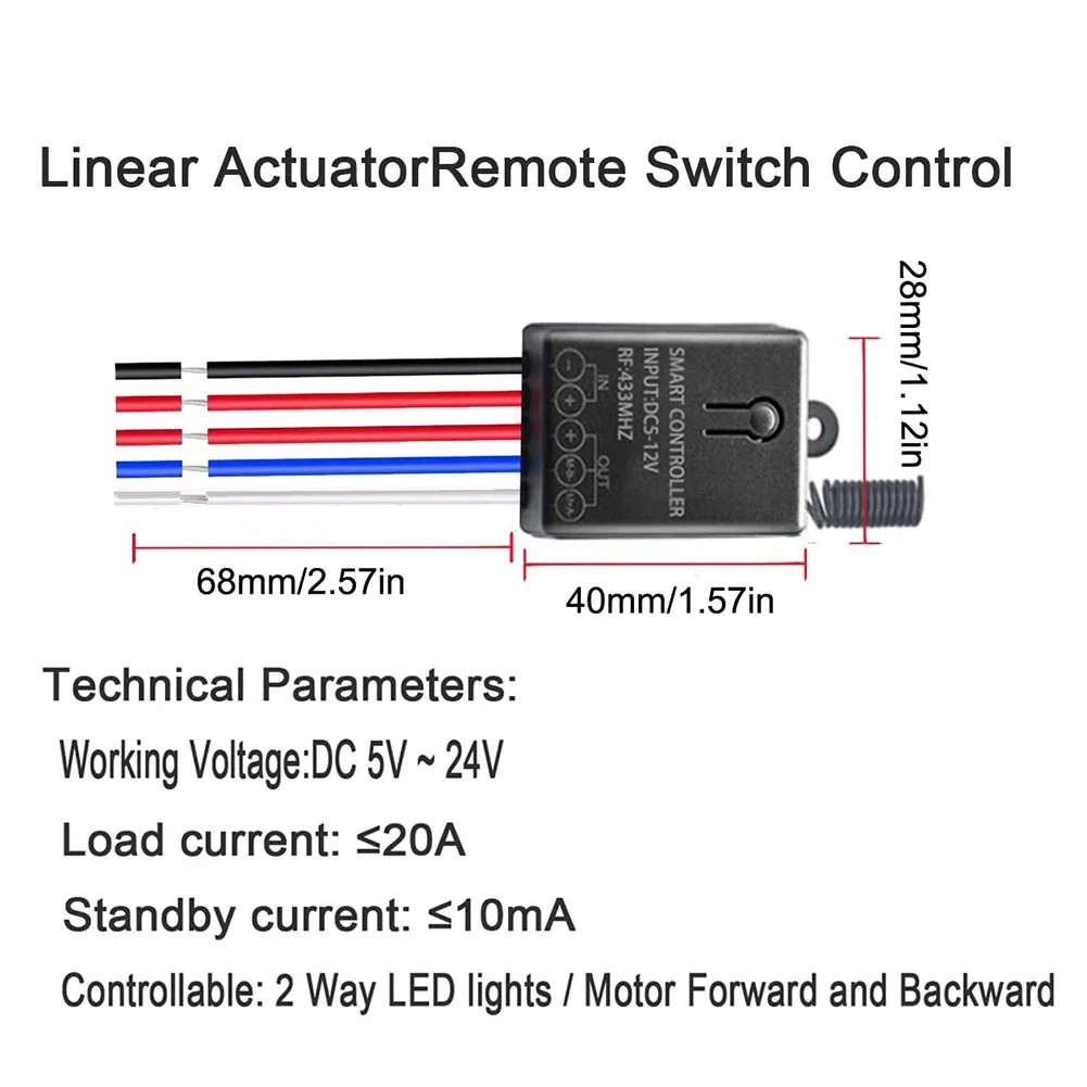Wireless Electronic Controller Forward Reverse Remote Control Switch DC 5V To 24V 20A Linear Actuator 12V Remote Control Switch
Wireless Electronic Controller Forward Reverse Remote Control Switch DC 5V To 24V 20A Linear Actuator 12V Remote Control Switch