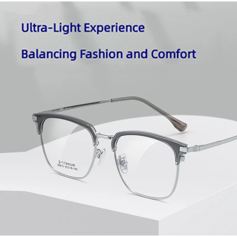 Retro Men's Half Frame Eyeglass Frame Made Of Titanium Alloy Material Lightweight Durable Suitable For Daily Business Scenarios
Retro Men's Half Frame Eyeglass Frame Made Of Titanium Alloy Material Lightweight Durable Suitable For Daily Business Scenarios