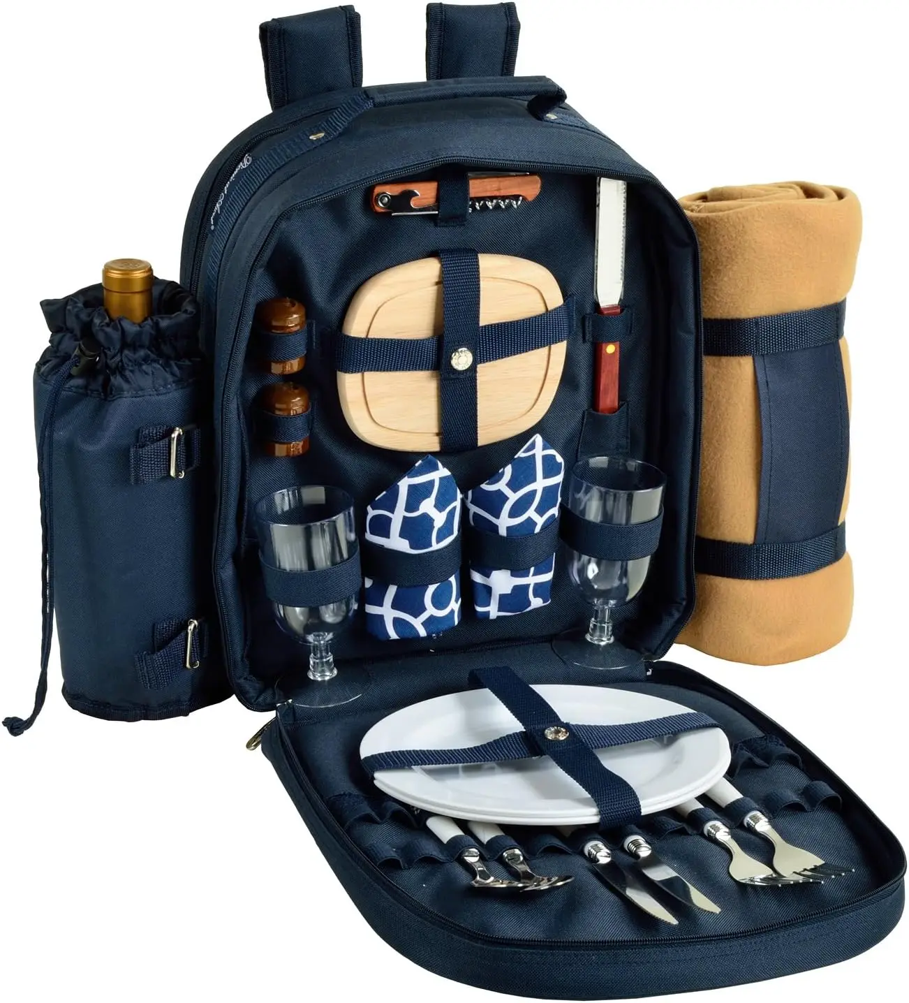 Picnic Backpack with Cooler, Insulated Wine Holder & Blanket - Designed & Assembled i
Picnic Backpack with Cooler, Insulated Wine Holder & Blanket - Designed & Assembled i