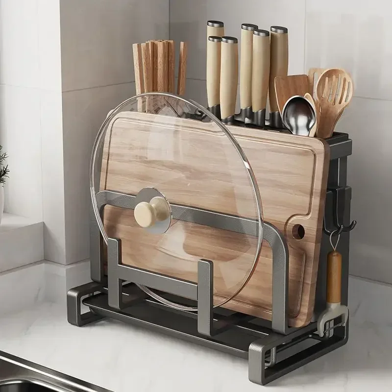 Multi functional kitchen knife, chopstick holder, cutting board, pot lid holder, vegetable cutting board, storage rack
Multi functional kitchen knife, chopstick holder, cutting board, pot lid holder, vegetable cutting board, storage rack