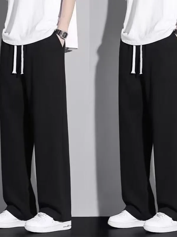 Мужские прямые спортивные штаны с завязками, повседневные брюки, студенческие спортивные брюки, полиэфирное волокно, эластичный пояс средней талии
Мужские прямые спортивные штаны с завязками, повседневные брюки, студенческие спортивные брюки, полиэфирное волокно, эластичный пояс средней талии