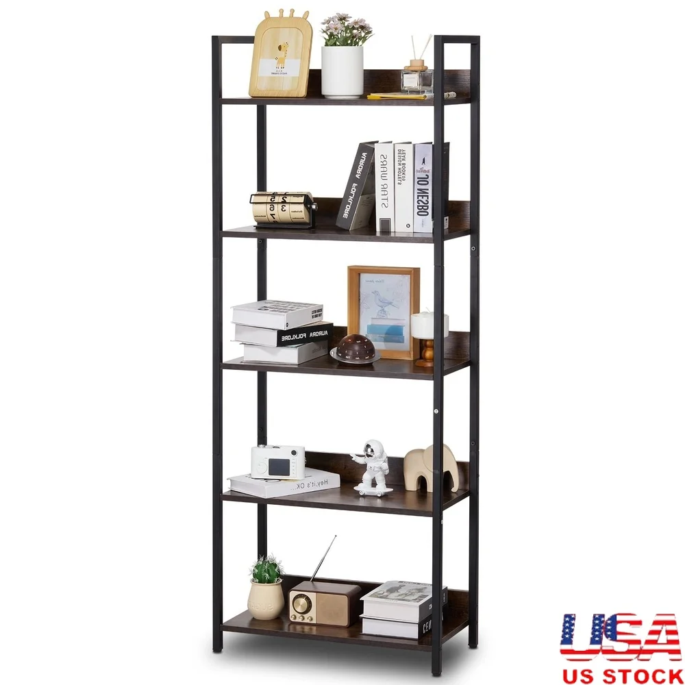 Metallic 5-Tier Industrial Bookshelf Sturdy Open Design Storage Organizer Anti-Tip Kit Adjustable Feet Versatile Display Unit
Metallic 5-Tier Industrial Bookshelf Sturdy Open Design Storage Organizer Anti-Tip Kit Adjustable Feet Versatile Display Unit