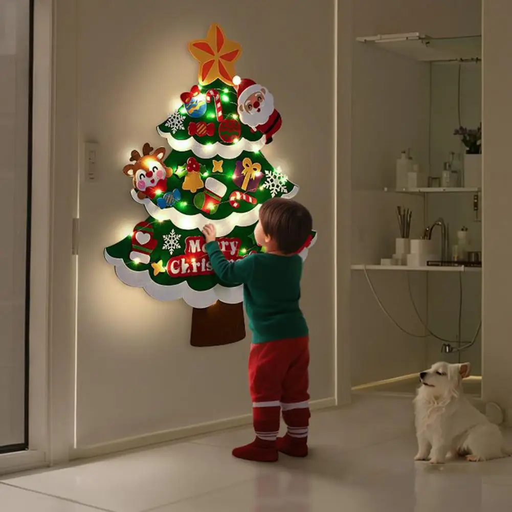 DIY Felt Christmas Tree for Toddlers Large Light-up Christmas Tree with Santa Star Candy Figures Kids Educational Toy
DIY Felt Christmas Tree for Toddlers Large Light-up Christmas Tree with Santa Star Candy Figures Kids Educational Toy