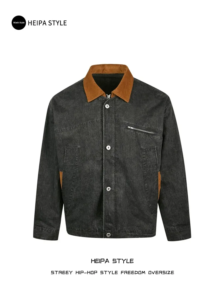 Retro American Color Block Washed Denim Jacket Men's Women's Patchwork High Decomposition Detroit Top Trendy Cotton Polyester...
Retro American Color Block Washed Denim Jacket Men's Women's Patchwork High Decomposition Detroit Top Trendy Cotton Polyester...