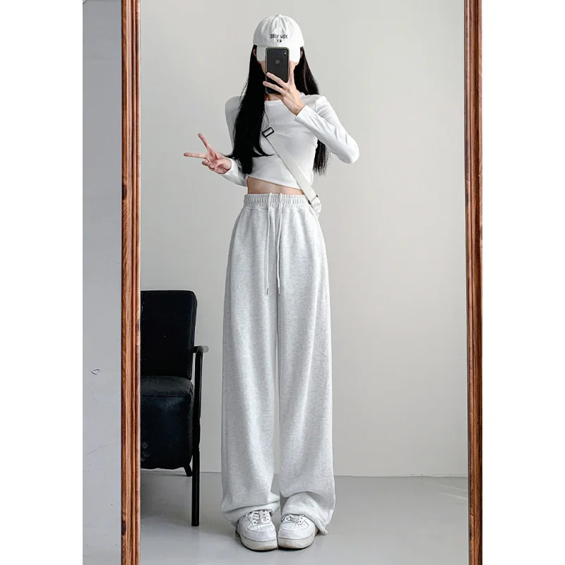 Women's gray sweatpants for spring, autumn, and winter2023New high-waisted wide-leg casual pants, American-style loose slim-fit
Women's gray sweatpants for spring, autumn, and winter2023New high-waisted wide-leg casual pants, American-style loose slim-fit