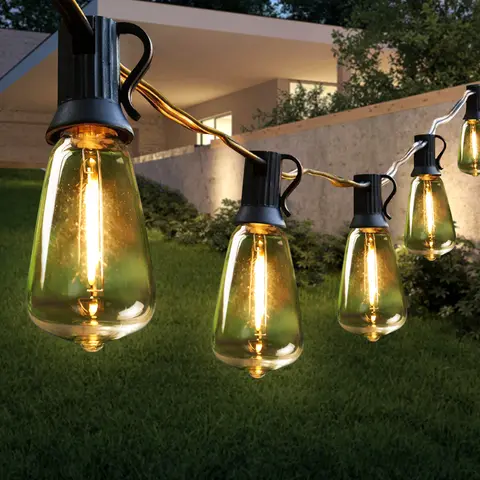 Retro Garden Garland Street Outdoor 220V 110V Shatterproof ST38 LED Light Waterproof Patio String Lights Wedding Decor Lights
