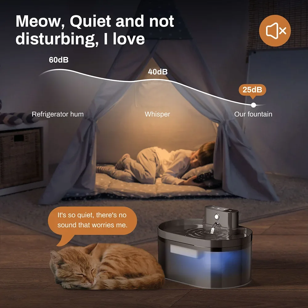 2.2L Wireless Automatic Cat Water Fountain Infrared Sensor Smart Pet Fountain 2600mAh Pet Water Dispenser for Cat Pet to Drink
2.2L Wireless Automatic Cat Water Fountain Infrared Sensor Smart Pet Fountain 2600mAh Pet Water Dispenser for Cat Pet to Drink