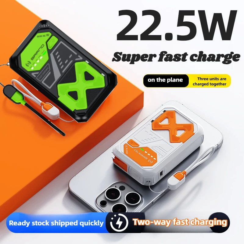 Магнитный внешний аккумулятор емкостью 50000 мАч, подходит для iPhone 15, 14, 13, 22,5 Вт, 15 Вт, беспроводной внешний аккумулятор с быстрой зарядкой и держателем кабеля
Магнитный внешний аккумулятор емкостью 50000 мАч, подходит для iPhone 15, 14, 13, 22,5 Вт, 15 Вт, беспроводной внешний аккумулятор с быстрой зарядкой и держателем кабеля