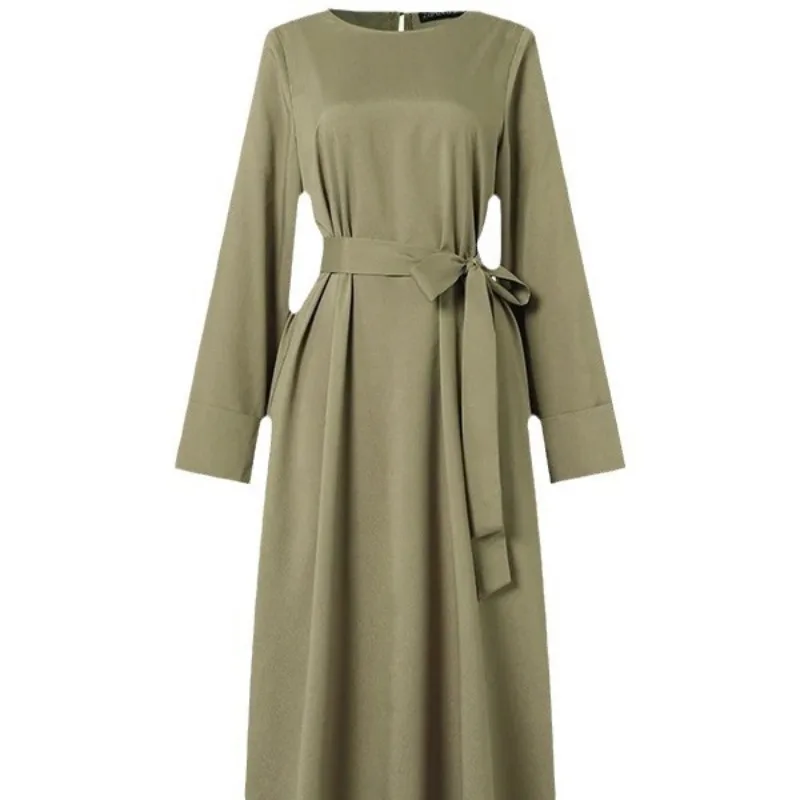 UNI Femme Loose Turkey Kaftan Vintage Muslim Dress Malay Simple Solid Women Abaya O-neck with Belt Big Size Long Sleeves Robe
UNI Femme Loose Turkey Kaftan Vintage Muslim Dress Malay Simple Solid Women Abaya O-neck with Belt Big Size Long Sleeves Robe