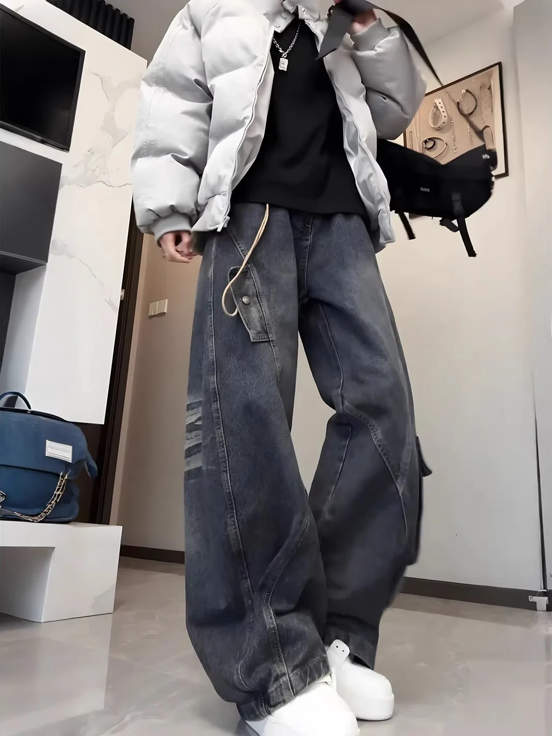 American High Street Workwear Thickened Fleece Men's Jeans Winter Wide Leg Pants Deconstructed Design Casual Loose Fit
American High Street Workwear Thickened Fleece Men's Jeans Winter Wide Leg Pants Deconstructed Design Casual Loose Fit