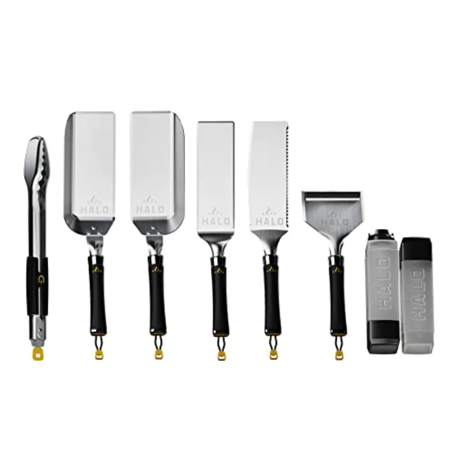HALO Elite 8-Piece Ultimate Griddle Kit 2 Scoop Spatulas 2 Spatulas Scraper Squeegee Tongs 2 Squeeze Bottles Stainless Steel Ac
HALO Elite 8-Piece Ultimate Griddle Kit 2 Scoop Spatulas 2 Spatulas Scraper Squeegee Tongs 2 Squeeze Bottles Stainless Steel Ac