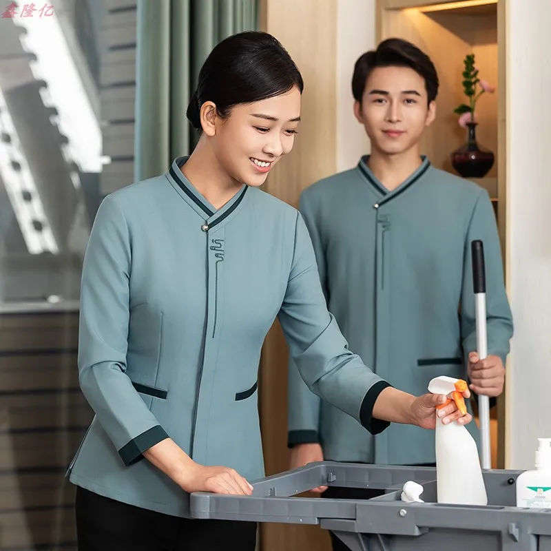 Hotel, guesthouse, and inn guestroom cleaning workwear, long-sleeved uniforms for hospital, property, and mall cleaning staff, a
Hotel, guesthouse, and inn guestroom cleaning workwear, long-sleeved uniforms for hospital, property, and mall cleaning staff, a