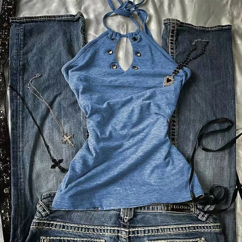 Y2k Camis T Shirt Women Clothes Vintage 90s Streetwear Hip Hop Bandage Blue Tank Top Femme Camis Korea Sling Punk Y2k Crop Tops
Y2k Camis T Shirt Women Clothes Vintage 90s Streetwear Hip Hop Bandage Blue Tank Top Femme Camis Korea Sling Punk Y2k Crop Tops