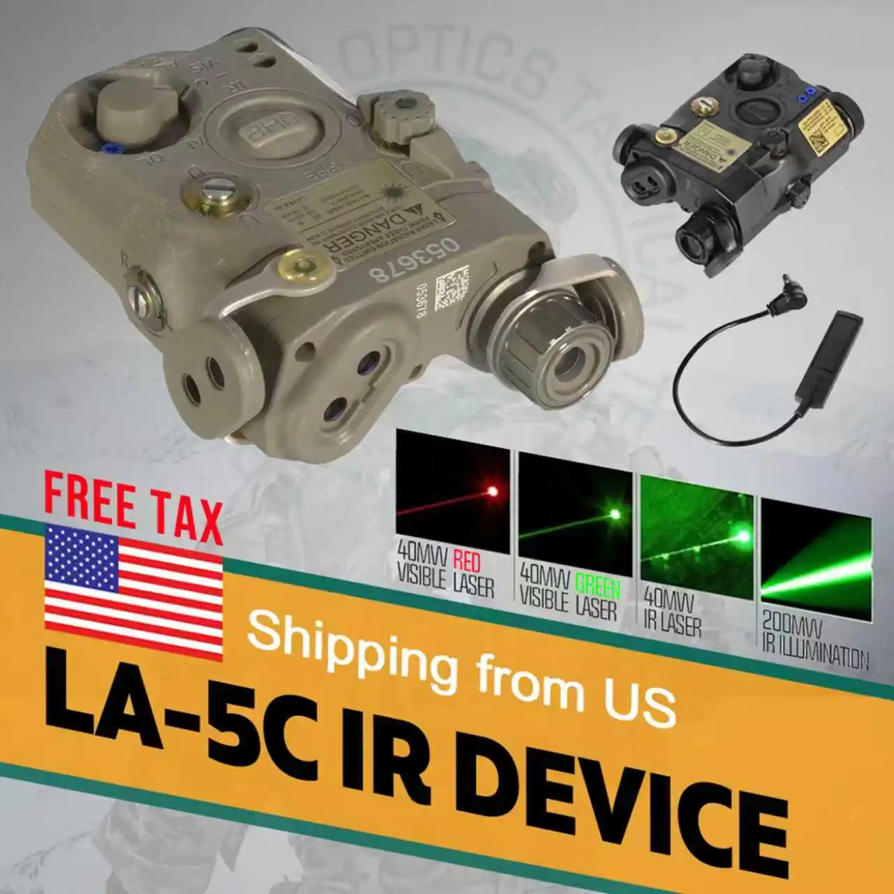 LA-5C UHP Deluxe 200 мВт VCSEL ИК-лазерный прицел, противоударный и нулевой удерживающий для платформ 5,56/7,62, оригинальные маркировки BK/FDE
LA-5C UHP Deluxe 200 мВт VCSEL ИК-лазерный прицел, противоударный и нулевой удерживающий для платформ 5,56/7,62, оригинальные маркировки BK/FDE
